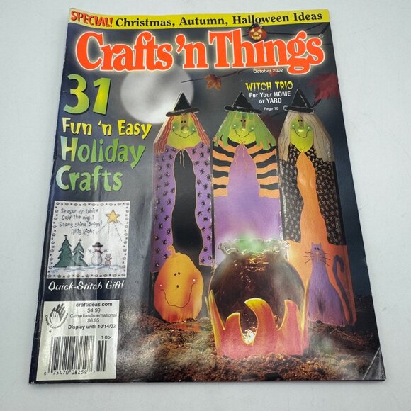 Crafts N Things October 2002 Magazine 31 Holiday Craft Projects Halloween Decor - Picture 1 of 7